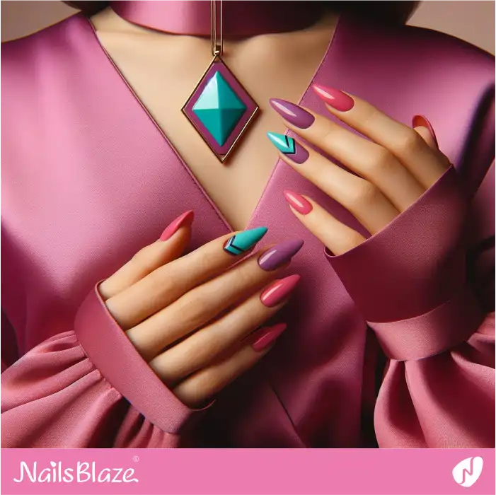 Pink and Purple Nails with Modern Minimal Design | Modern Nails - NB3967